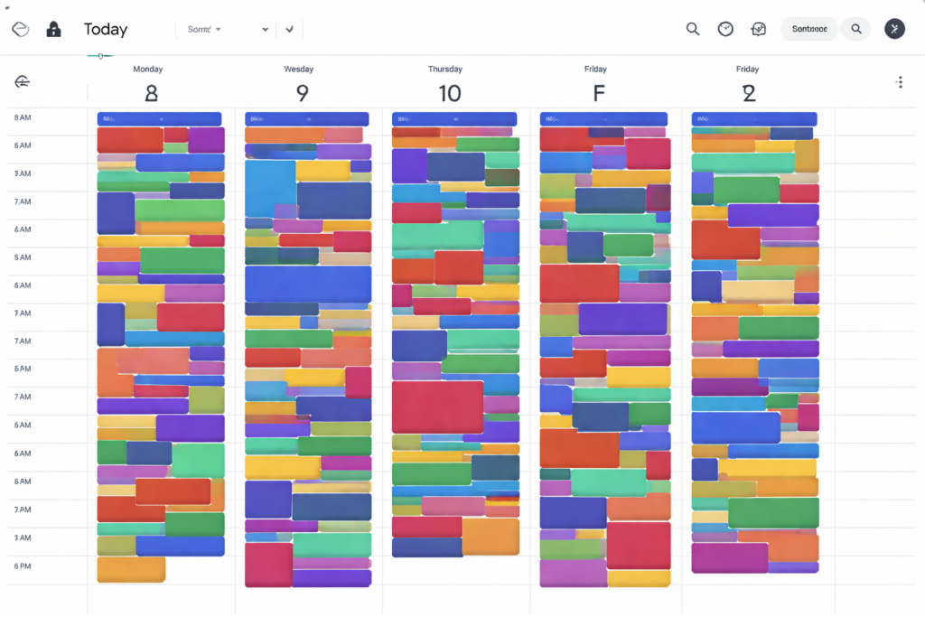 Image of a very busy workweek calendar.