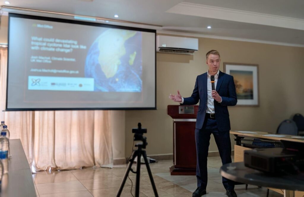 Josh Macholl presenting at the 37th Conference on Hurricanes and Tropical Meteorology
