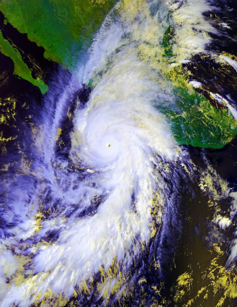 A Geo Color satellite image of 2015's Hurricane Patricia off the coast of southwestern Mexico.