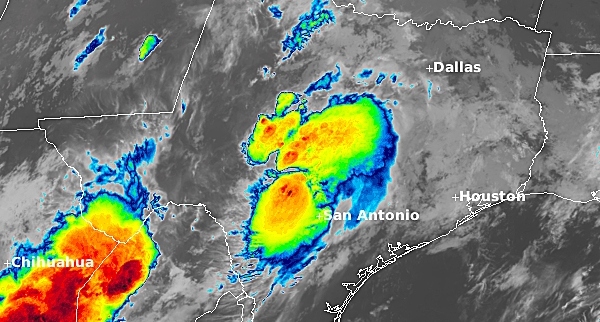 NOAA GOES-East ABI Infrared image of the July 2025 Texas flooding event. [Source: NOAA NESDIS]