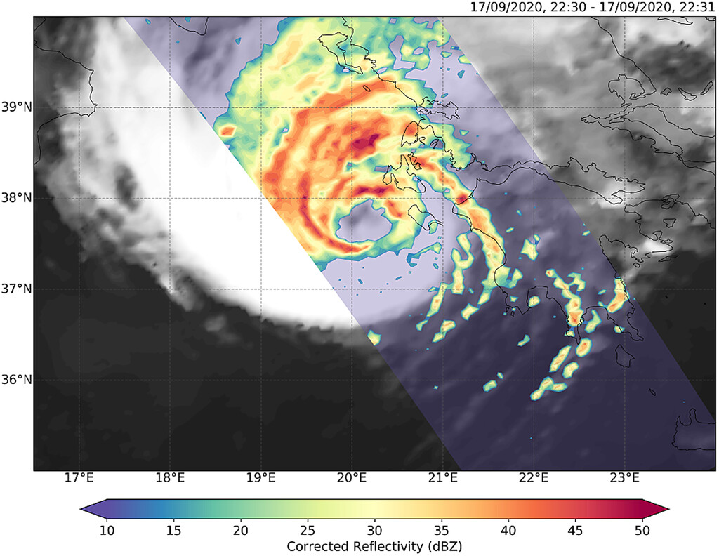 Medicane Ianos precipitation radar scan