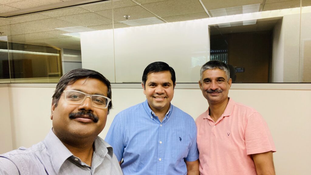 Sachin Ghude (right), Rajesh Kumar (center), and Mrinal Biswas at NCAR in Boulder, Colorado.
