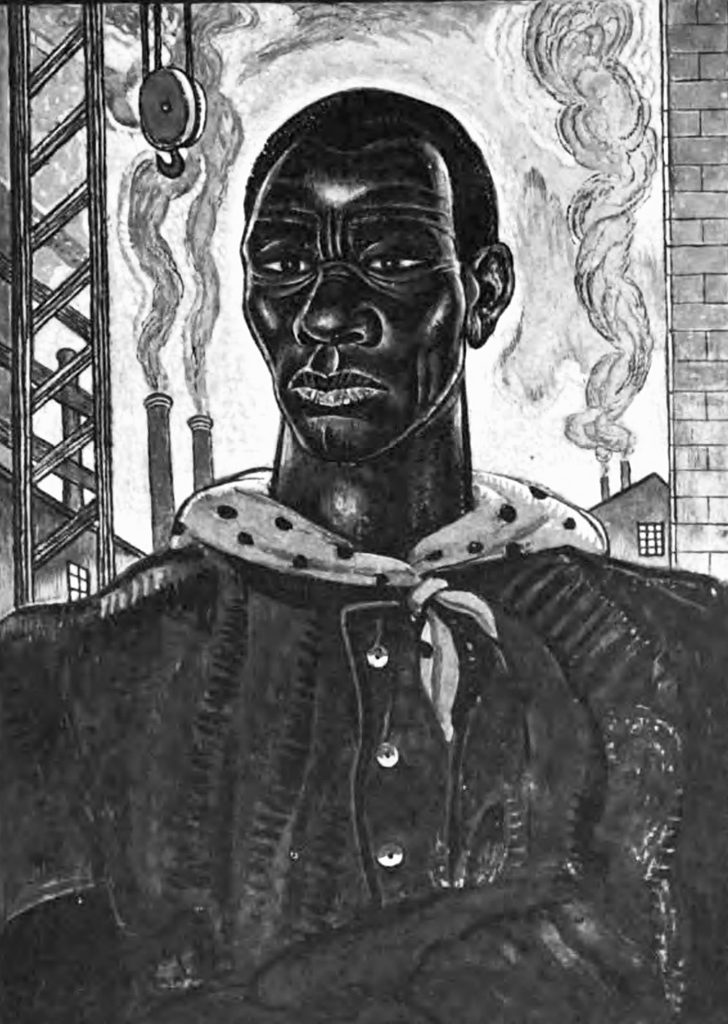 The illustration "John Henry—Steel Driving Man," by Eben Given Sr.